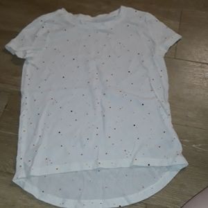 Old Navy Girls Relaxed Tee White with Colorful Dots (Size Small 6/7)